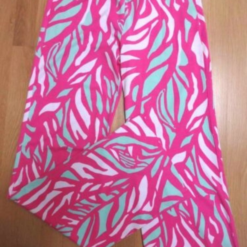 LILLY PULITZER BEACH PALAZZO MULTI-COLOR ELASTIC WAIST PANTS Small